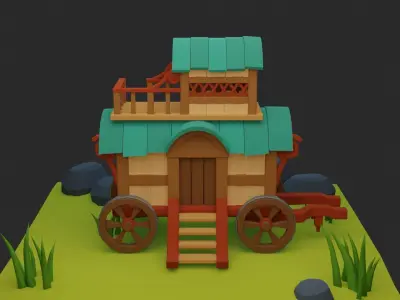 Low poly Wagon Low-poly 3D model purchase