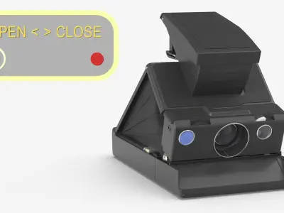 Vintage Foldable Land Film Camera Black Body Rigged 3D model