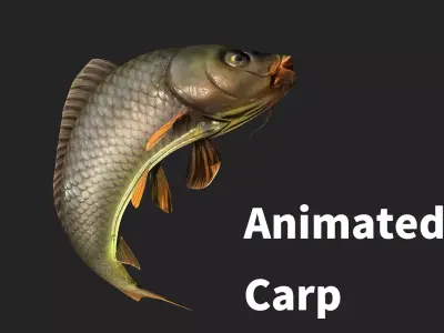 animated carp fish Low-poly 3D model