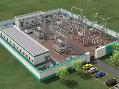 Electrical power substation-power station 3D model buy
