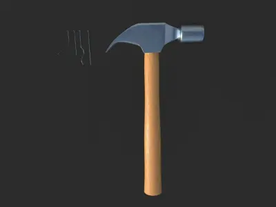 Hammer and Nails 3d Model Low-poly 3D model