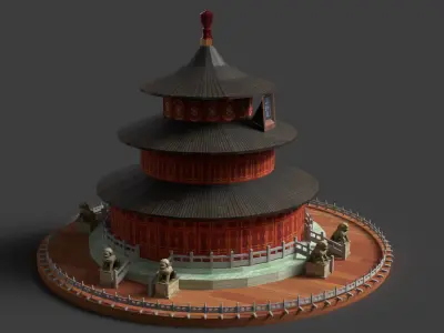 Chinese  ancient tower 3D  Low-poly 3D model