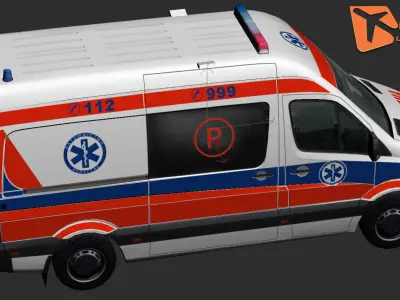 Mercedes benz Sprinter Ambulance Low-poly 3D model