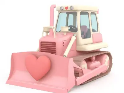 Stylized 3D Valentine Bulldozer Model Low-poly 3D model purchase