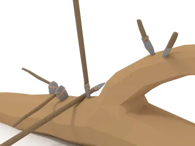 LowPoly StoneTools wooden axe Low-poly 3D model