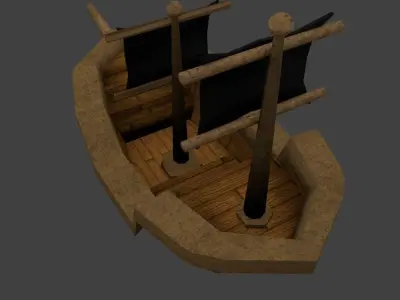 Low poly Pirate Ship Cartoon Low-poly 3D model