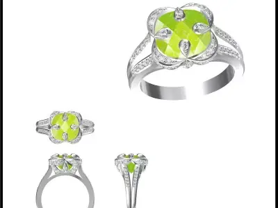 JCD Format Antique color stone rings 3d jewelry cad 3D print model