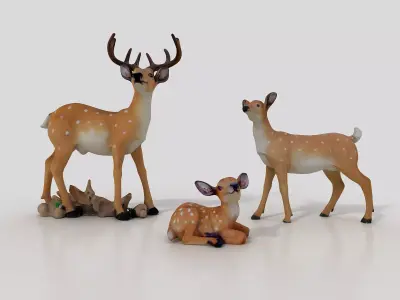 deer Quadrupedal Animals Low-poly 3D model