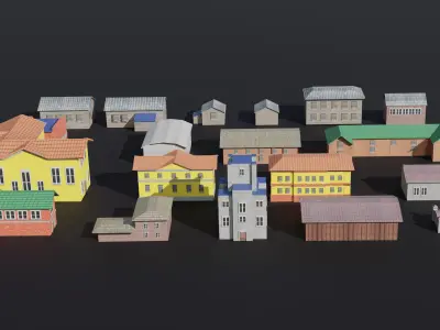 Buildings Pack - LowPoly and GameReady Low-poly 3D model