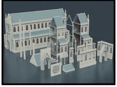 Medieval Kitbash 02 Low-poly 3D model