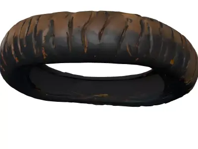 Dirty Motorcycle Tire Low-poly 3D model