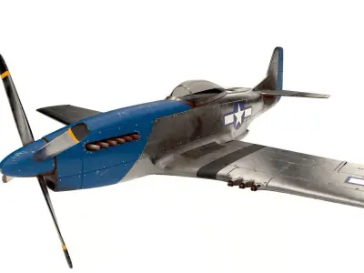 American P-51 Mustang WW2 Fighter Low-poly 3D model