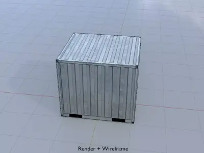 Shipping Container light gray 6-foot Low-poly 3D model
