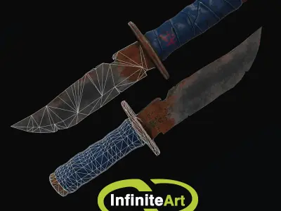 Combat knife 3D model 5