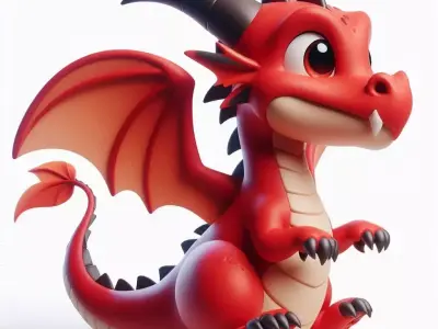 A 3D render design of baby red dragon which is ready to use  3D model