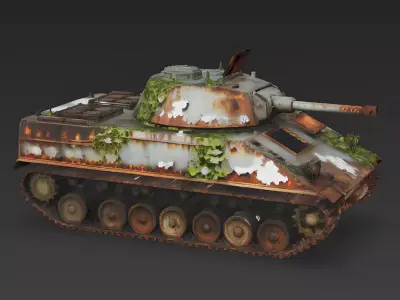 Overgrown Relic Abandoned Light Tank 3D Model Low-poly 3D model