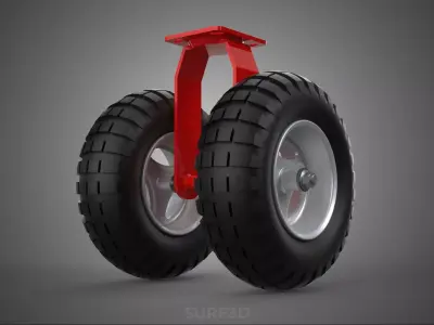 PAIR SET HEAVY DUTY DUAL 2 SWIVEL RIGID FIXED CASTER WHEEL TIRE 3D model