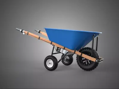 WOOD HANDLE FRAME ELECTRIC WHEELBARROW WHEEL BARROW CART GARDEN 3D model