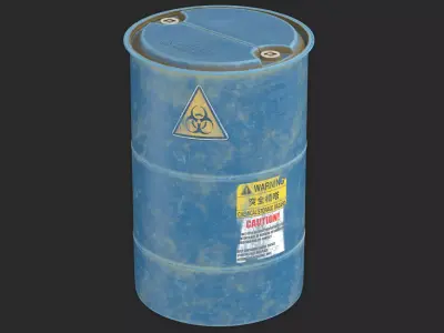 industrial Biohazard Plastic Barrel Low-poly 3D model