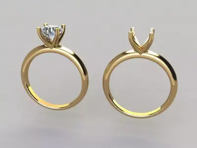 4 Prong Heart Shape Diamond Solitaire Engagement Ring 3D print model