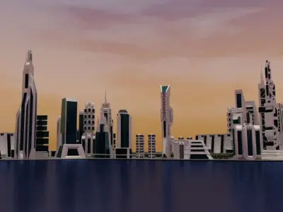 Sci Fi City Free low-poly 3D model