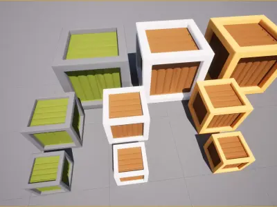 Stylized Wooden Crate Pack Low-poly 3D model