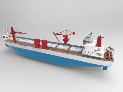 Cargo ship blue 3D model