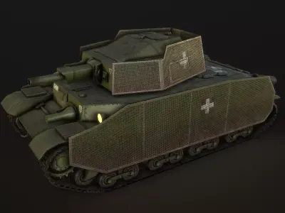 Turan II tank - PBR reworked Low-poly 3D model