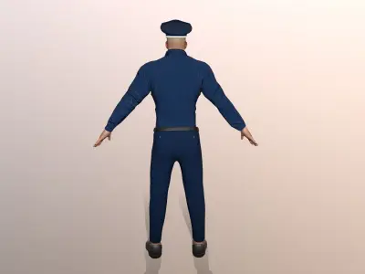 Policeman police officer in uniform Low-poly 3D model