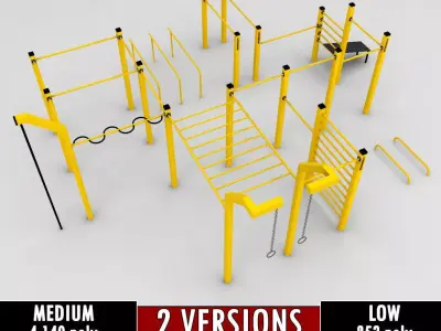 Street workout park gym low poly Low-poly 3D model