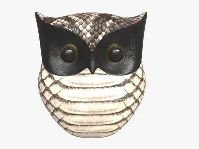 Owl Figurine Leather 3D model