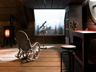 Vintage Attic Retreat Low-poly 3D model