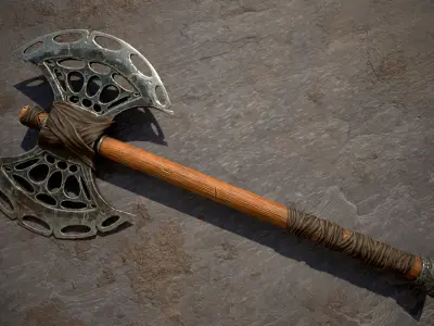 Gameready Stylized Viking Axe Low-poly 3D model