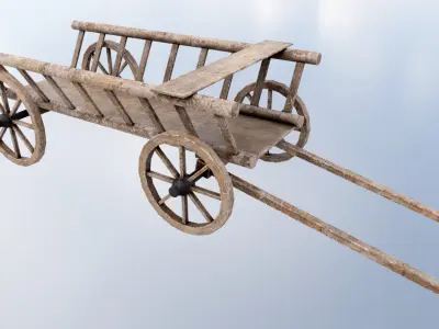 Wagon Wooden Low-poly 3D model