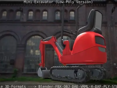   Mini-Excavator Low-Poly-Version Low-poly 3D model