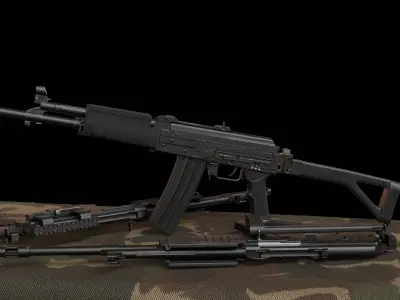Modular assault rifle family Low-poly 3D model
