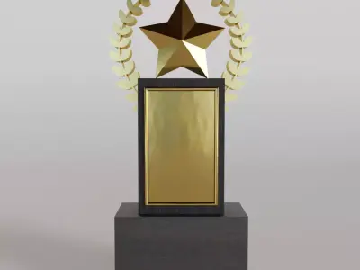 Award 3D with Gold and Black Wooden Material 3D model