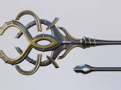 Magic Staff or Scepter Low-poly 3D model