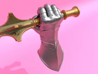 Stylized Mechanical Sculpture -Iron Grip Low-poly 3D model