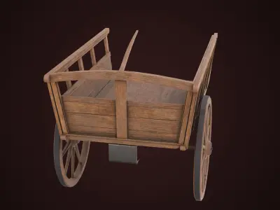 Vintage Wooden Cart11 All PBR Unity UE Textures Included Low-poly 3D model