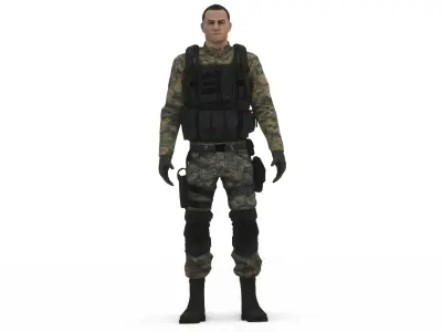  Desert Camo US Soldier Army Combat 3D Character Low-poly 3D model