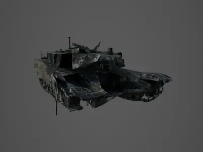 Tank Abrams Destroyed Low-poly 3D model