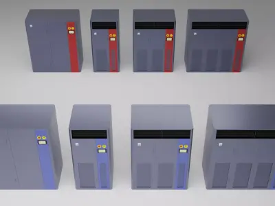 Industrial CRAC Unit System Set - 8 Variants 3D model