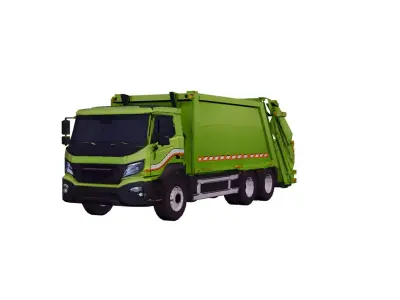 Low Poly Generic Garbage Truck Vehicle PBR Texture Low-poly 3D model