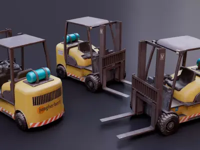 Low-Poly Forklift - PBR Game Ready Low-poly 3D model