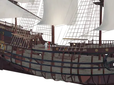 Galleon Warship Neptune Multi-decked 3D model