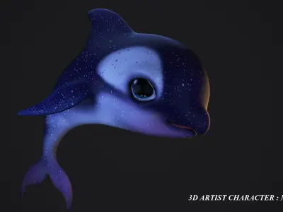 cartoon dolphine Free low-poly 3D model