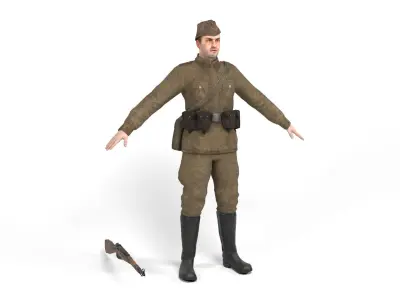 Soviet soldier 2 Low-poly 3D model