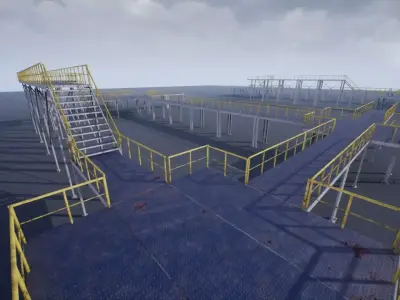 Modular industrial platform UE4 Low-poly 3D model