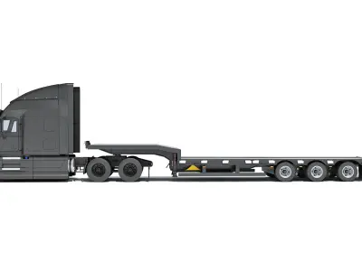 Truck with Platform Trailer 3D model